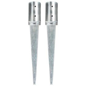 Ground spikes 2 units silver galvanized steel 8x61 cm by vidaXL, Spikes for anchoring in the ground - Ref: Foro24-145429, Pri...