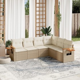 Gartensofa-Set mit Kissen, 6-teilig, beiges synthetisches Rattan von , Gartensets - Ref: Foro24-3259244, Preis: 520,29 €, Rab...