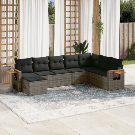 Set de sofás de jardín 8 pzas y cojines ratán sintético gris de , Conjuntos de jardín - Ref: Foro24-3259491, Precio: 508,99 €...