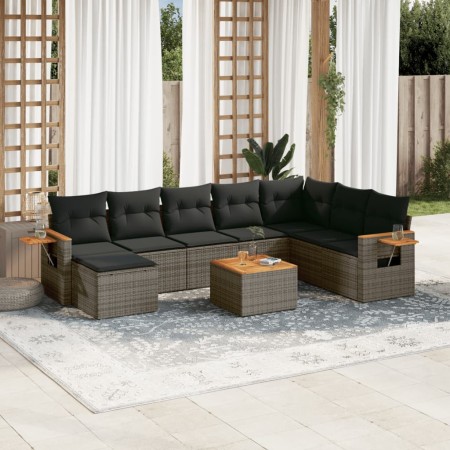 9-teiliges Gartenmöbel-Set und graue synthetische Rattankissen von , Gartensets - Ref: Foro24-3259498, Preis: 568,49 €, Rabat...