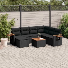 8-teiliges Gartensofa-Set und schwarze synthetische Rattankissen von , Gartensets - Ref: Foro24-3259451, Preis: 513,56 €, Rab...