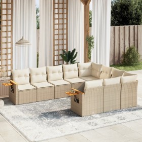 Gartensofa-Set mit beigen Kissen, 10-teilig, synthetisches Rattan von , Gartensets - Ref: Foro24-3259580, Preis: 691,18 €, Ra...