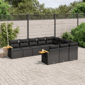 Gartensofa-Set 10-teilig mit schwarzen synthetischen Rattankissen von , Gartensets - Ref: Foro24-3259577, Preis: 670,28 €, Ra...