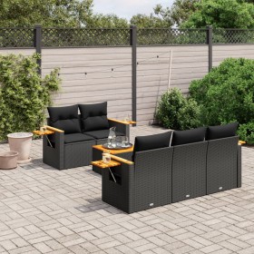 6-teiliges Gartensofa-Set und schwarze synthetische Rattankissen von , Gartensets - Ref: Foro24-3259024, Preis: 460,88 €, Rab...