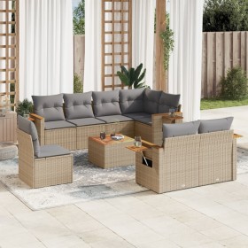 9-teiliges Gartensofa-Set mit beigen synthetischen Rattankissen von , Gartensets - Ref: Foro24-3259413, Preis: 683,99 €, Raba...