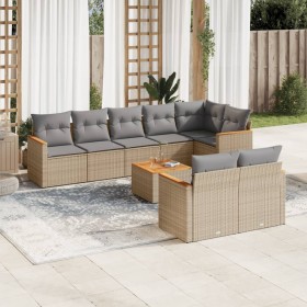 9-teiliges Gartensofa-Set mit beigen synthetischen Rattankissen von , Gartensets - Ref: Foro24-3258559, Preis: 665,99 €, Raba...