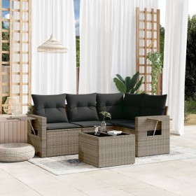 Gartensofa-Set mit Kissen, 5-teilig, graues synthetisches Rattan von , Gartensets - Ref: Foro24-3252457, Preis: 409,77 €, Rab...