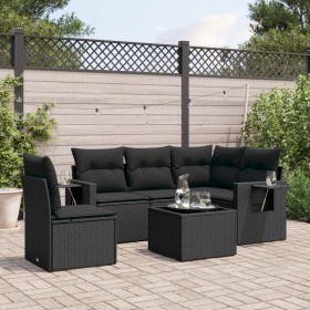 6-teiliges Gartensofa-Set und schwarze synthetische Rattankissen von , Gartensets - Ref: Foro24-3252512, Preis: 492,87 €, Rab...