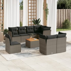 9-teiliges Gartenmöbel-Set und graue synthetische Rattankissen von , Gartensets - Ref: Foro24-3223743, Preis: 605,46 €, Rabat...