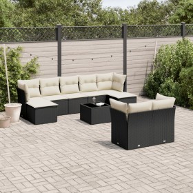 Set de sofás de jardín 10 pzas cojines ratán sintético negro de , Conjuntos de jardín - Ref: Foro24-3250155, Precio: 592,95 €...