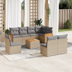 9-teiliges Gartensofa-Set mit beigen synthetischen Rattankissen von , Gartensets - Ref: Foro24-3260134, Preis: 618,99 €, Raba...