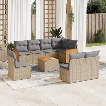 9-teiliges Gartensofa-Set mit beigen synthetischen Rattankissen von , Gartensets - Ref: Foro24-3260134, Preis: 634,40 €, Raba...