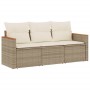 Garden sofa set with beige cushions 3 pieces PE rattan by , Garden sets - Ref: Foro24-3258159, Price: 239,92 €, Discount: %