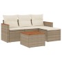 Garden sofa set with cushions 5 pieces beige synthetic rattan by , Garden sets - Ref: Foro24-3258313, Price: 360,63 €, Discou...