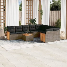 10-piece garden sofa set with gray synthetic rattan cushions by , Garden sets - Ref: Foro24-3260394, Price: 634,99 €, Discoun...