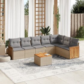 Gartensofa-Set mit beigen Kissen 8 Stück PE-Rattan von , Gartensets - Ref: Foro24-3260120, Preis: 577,98 €, Rabatt: %