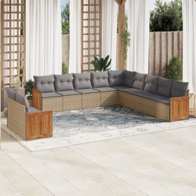 11-teiliges Gartensofa-Set mit beigen synthetischen Rattankissen von , Gartensets - Ref: Foro24-3260211, Preis: 856,01 €, Rab...