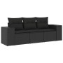 Garden sofa set with cushions 3 pieces black synthetic rattan by , Garden sets - Ref: Foro24-3254592, Price: 265,99 €, Discou...