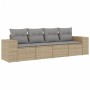 Gartensofa-Set mit Kissen, 4-teilig, beiges synthetisches Rattan von , Gartensets - Ref: Foro24-3254616, Preis: 341,20 €, Rab...