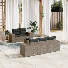 6-teiliges Gartenmöbel-Set und graue synthetische Rattankissen von , Gartensets - Ref: Foro24-3254637, Preis: 510,99 €, Rabat...