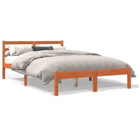 Wax brown pine solid wood bed frame 150x200 cm by , Beds and slatted bases - Ref: Foro24-844146, Price: 77,08 €, Discount: %