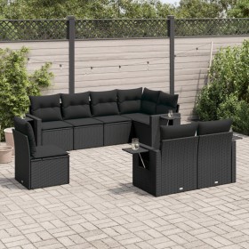 8-teiliges Gartensofa-Set und schwarze synthetische Rattankissen von , Gartensets - Ref: Foro24-3252772, Preis: 671,99 €, Rab...