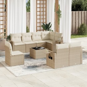 9-teiliges Gartensofa-Set mit beigen synthetischen Rattankissen von , Gartensets - Ref: Foro24-3252785, Preis: 735,99 €, Raba...