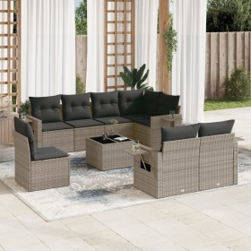 9-teiliges Gartenmöbel-Set und graue synthetische Rattankissen von , Gartensets - Ref: Foro24-3252787, Preis: 726,73 €, Rabat...