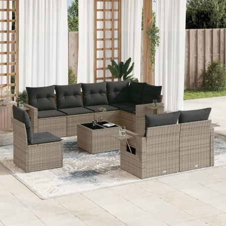 9-piece garden furniture set and gray synthetic rattan cushions by , Garden sets - Ref: Foro24-3252787, Price: 724,92 €, Disc...