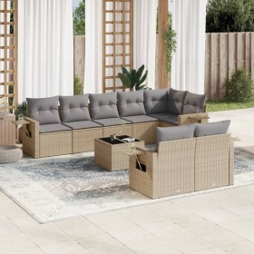 9-teiliges Gartensofa-Set mit beigen synthetischen Rattankissen von , Gartensets - Ref: Foro24-3252766, Preis: 738,38 €, Raba...