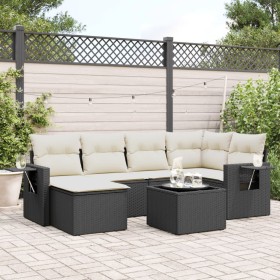 7-teiliges Garten-Essset und schwarze Kissen aus synthetischem Rattan von , Gartensets - Ref: Foro24-3252803, Preis: 471,90 €...