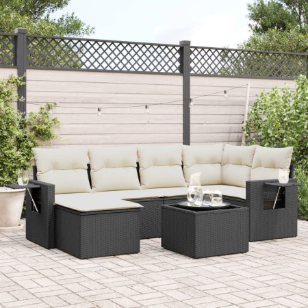 7-teiliges Garten-Essset und schwarze Kissen aus synthetischem Rattan von , Gartensets - Ref: Foro24-3252803, Preis: 472,02 €...