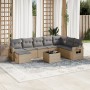 9-teiliges Gartensofa-Set mit beigen synthetischen Rattankissen von , Gartensets - Ref: Foro24-3252906, Preis: 621,40 €, Raba...