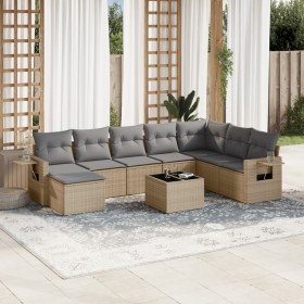 9-teiliges Gartensofa-Set mit beigen synthetischen Rattankissen von , Gartensets - Ref: Foro24-3252906, Preis: 613,99 €, Raba...