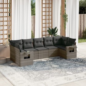 7-piece garden sofa set with gray PE rattan cushions by , Garden sets - Ref: Foro24-3252927, Price: 514,30 €, Discount: %