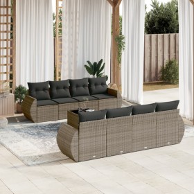 9-teiliges Gartenmöbel-Set und graue synthetische Rattankissen von , Gartensets - Ref: Foro24-3253487, Preis: 652,99 €, Rabat...