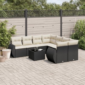 8-teiliges Gartensofa-Set und schwarze synthetische Rattankissen von , Gartensets - Ref: Foro24-3253493, Preis: 597,69 €, Rab...