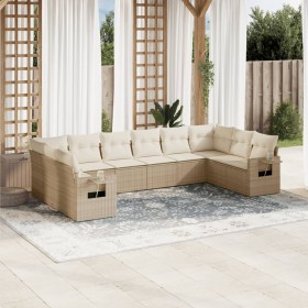 Gartensofa-Set mit beigen Kissen, 10-teilig, synthetisches Rattan von , Gartensets - Ref: Foro24-3253005, Preis: 701,99 €, Ra...