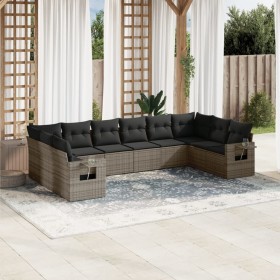 10-piece garden sofa set with gray synthetic rattan cushions by , Garden sets - Ref: Foro24-3253007, Price: 663,66 €, Discoun...