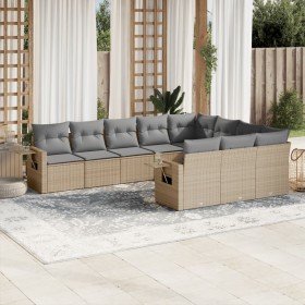 Gartensofa-Set mit beigen Kissen, 10-teilig, synthetisches Rattan von , Gartensets - Ref: Foro24-3253026, Preis: 703,81 €, Ra...