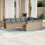 Garden sofa set with beige cushions 10 pieces synthetic rattan by , Garden sets - Ref: Foro24-3253026, Price: 703,05 €, Disco...