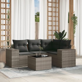 Gartensofa-Set mit Kissen, 5-teilig, graues synthetisches Rattan von , Gartensets - Ref: Foro24-3254857, Preis: 390,52 €, Rab...