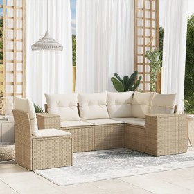 Gartensofa-Set mit Kissen, 5-teilig, beiges synthetisches Rattan von , Gartensets - Ref: Foro24-3222567, Preis: 481,42 €, Rab...