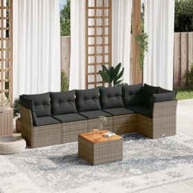 7-piece garden sofa set with gray PE rattan cushions by , Garden sets - Ref: Foro24-3223652, Price: 436,79 €, Discount: %