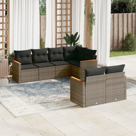 7-teiliges Gartensofa-Set mit grauen PE-Rattankissen von , Gartensets - Ref: Foro24-3258546, Preis: 494,31 €, Rabatt: %