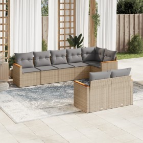 Gartensofa-Set mit beigen Kissen 8 Stück PE-Rattan von , Gartensets - Ref: Foro24-3258552, Preis: 607,99 €, Rabatt: %