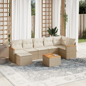 Gartensofa-Set mit beigen Kissen 8 Stück PE-Rattan von , Gartensets - Ref: Foro24-3258600, Preis: 568,29 €, Rabatt: %