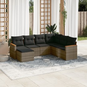 7-piece garden sofa set with gray PE rattan cushions by , Garden sets - Ref: Foro24-3258609, Price: 438,33 €, Discount: %