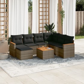 Set de sofás de jardín 8 pzas y cojines ratán sintético gris de , Conjuntos de jardín - Ref: Foro24-3258616, Precio: 477,99 €...