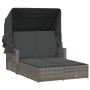 Double lounger with hood and gray synthetic rattan cushions by , Loungers - Ref: Foro24-365809, Price: 349,68 €, Discount: %